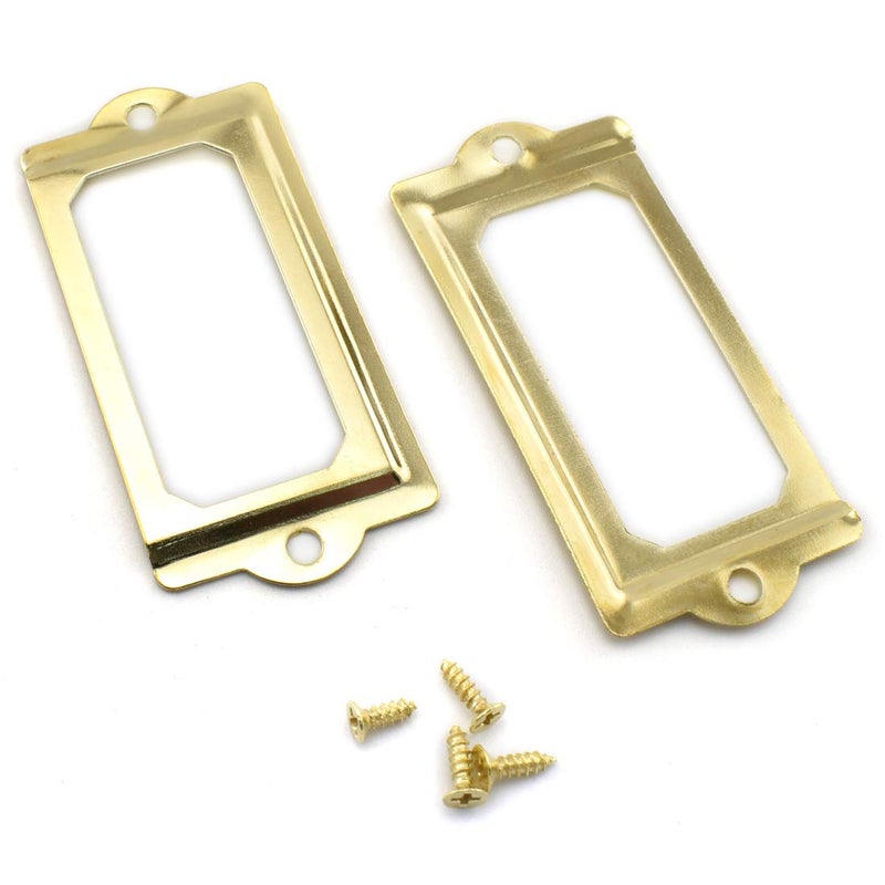 OZXNO Antique Metal Name Card Frame, OZXNO 10-Pack Vintage Golden Label Holder Tag Slots for Drawer File Cabinet Shelves (70 x 33 mm / 2.8 x 1.3 inch) - Image 4